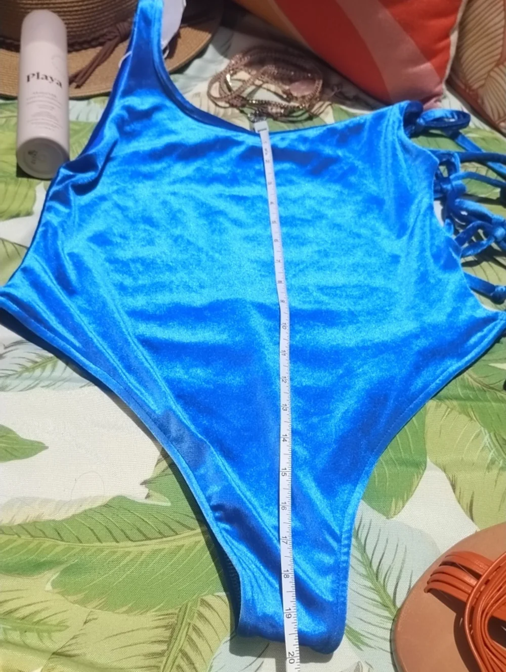 Frankie's Bikinis NWT SZ L Honey Velvet Cheeky One Piece - Pacific Side Cut Ties